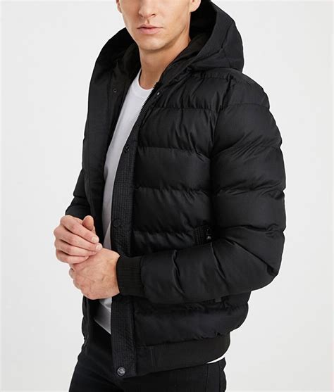 Puffer Men's Red and Black Bubble Jacket Hooded - Jackets Creator