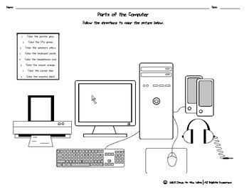 Parts of the Computer Coloring Page by Down to the Wire | TpT