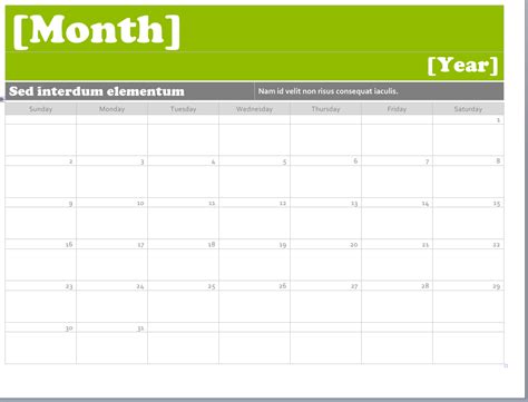 Calendar Template For Office Microsoft Word Templates