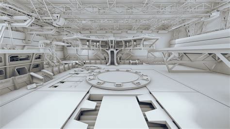 sci fi hangar scene 2 3d model obj fbx blend dae mtl 1 | Spaceship ...