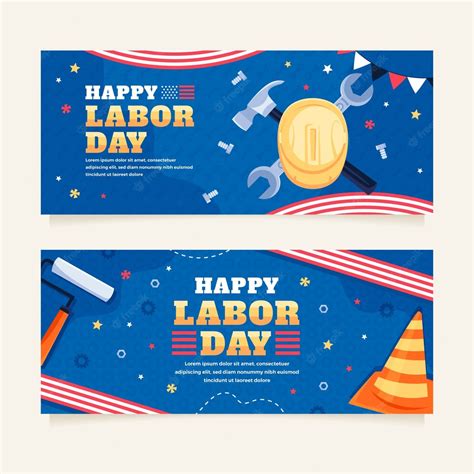 Free Vector | Flat horizontal banners set for labor day celebration