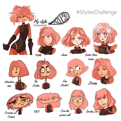 the character sheet for style challenge, which includes pink hair and ...