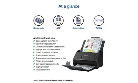 Epson Workforce ES-400 II Duplex Document Scanner for PC and Mac (Black ...