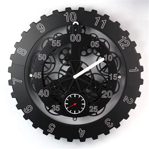 Free EMS/DHL Large Gears Mechanical Wall Clock Rotation Multi function ...