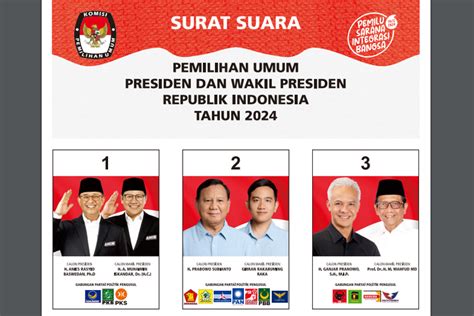 Ini Desain Surat Suara Pilpres 2024 dan Gaya Tiap Capres-cawapres