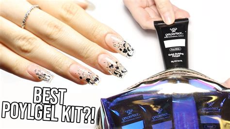 Complete Polygel Nail Kit TUTORIAL 💅 Cute Silver Glitter - YouTube