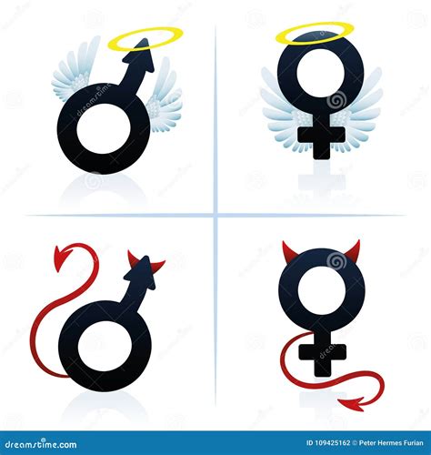 Good and Evil Man Woman Boy Girl Symbols Stock Vector - Illustration of ...