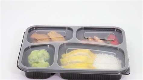 Disposable 3 Compartment Lunch Take Away Box Pack Container Black ...