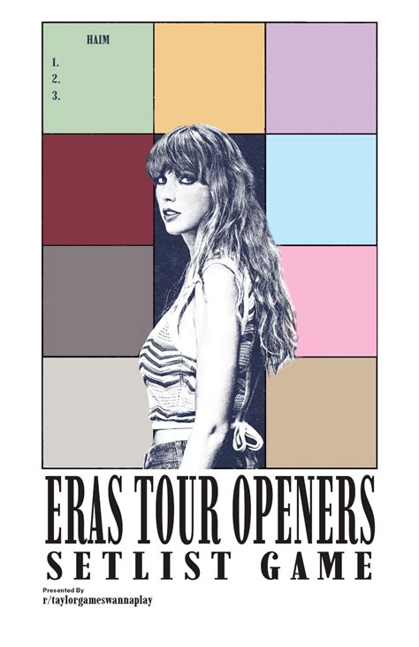 Eras Tour Openers Setlist Game - Round 1: HAIM : r/TaylorGamesWannaPlay