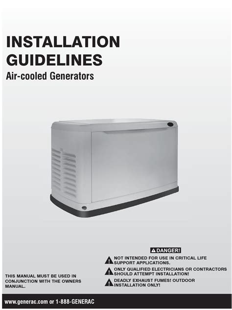 GENERAC POWER SYSTEMS AIR-COOLED GENERATORS INSTALLATION MANUAL Pdf ...