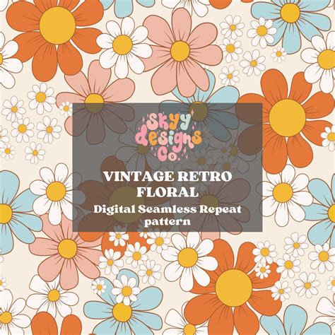 Vintage Retro Floral Daisy Seamless Pattern for Retro Floral Fabric ...