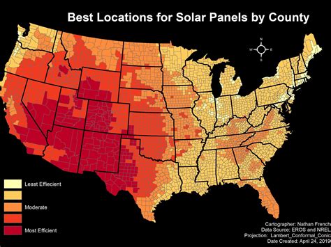 [OC] Best Locations for Solar Panels by County : dataisbeautiful