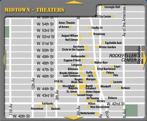 Map of theatre district New York | Radio city music hall, Ny city ...