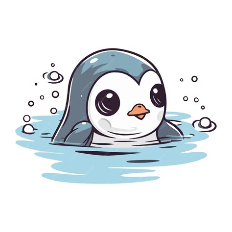 Premium Vector | Cute penguin swimming in the water cartoon vector ...