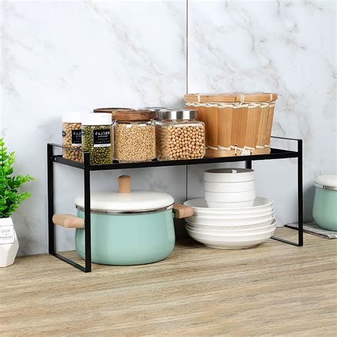 Space Saving Rack Stackable Kitchen Shelving Organizer Rack Shelf ...