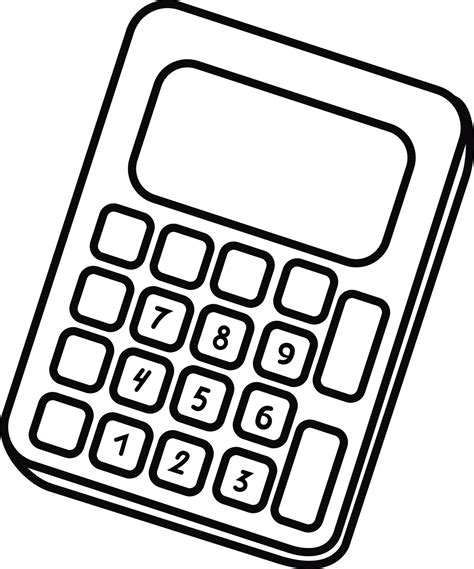 A hand-drawn calculator. Vector black and white illustration. Office ...