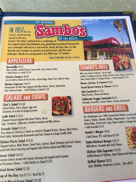 Menu at Sambo's restaurant, Santa Barbara