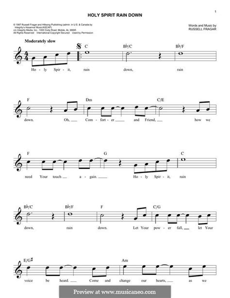 Holy Spirit Rain Down by R. Fragar - sheet music on MusicaNeo