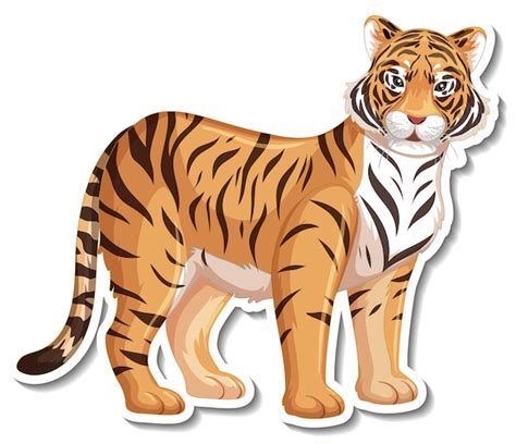 Free Vector | A sticker template of tiger cartoon character