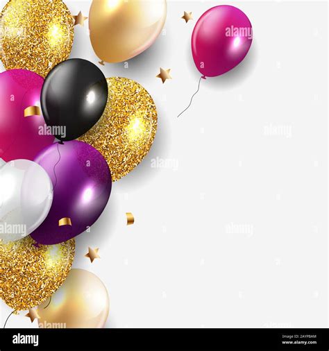 Glossy Happy Birthday Balloons Background Vector Illustration Stock ...