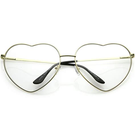 sunglass.la - Oversize Metal Heart Shaped Eye Glasses With Clear Lens ...