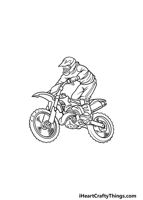 Dirt Bike Drawing - How To Draw A Dirt Bike Step By Step