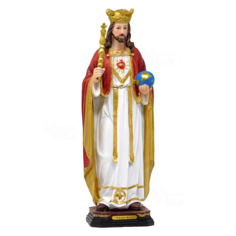 Jesus Cristo Rey Resin Statue - 12 Inch Catholic Figurine - moicla