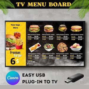 Modern Tv Menu Board for Restaurant, Pizza Menu, TV Menu Board , Burger ...