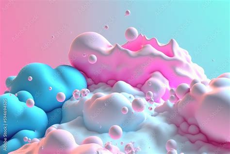 Abstract foam clouds with splashing forms and drops. Colorful foam ...