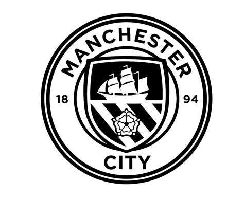 manchester city football club logo símbolo blanco y negro diseño ...