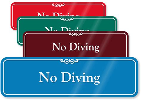 No Diving Signs | Diving Rules Signs