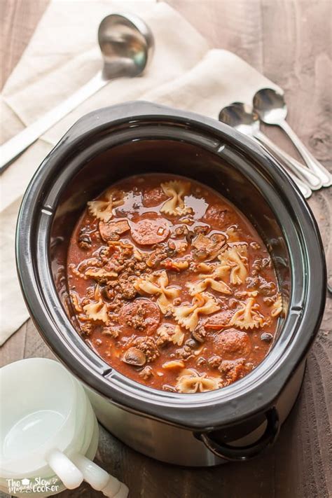 Slow Cooker Pizza and Pasta Soup {Freezer Meal Friendly} - The Magical ...