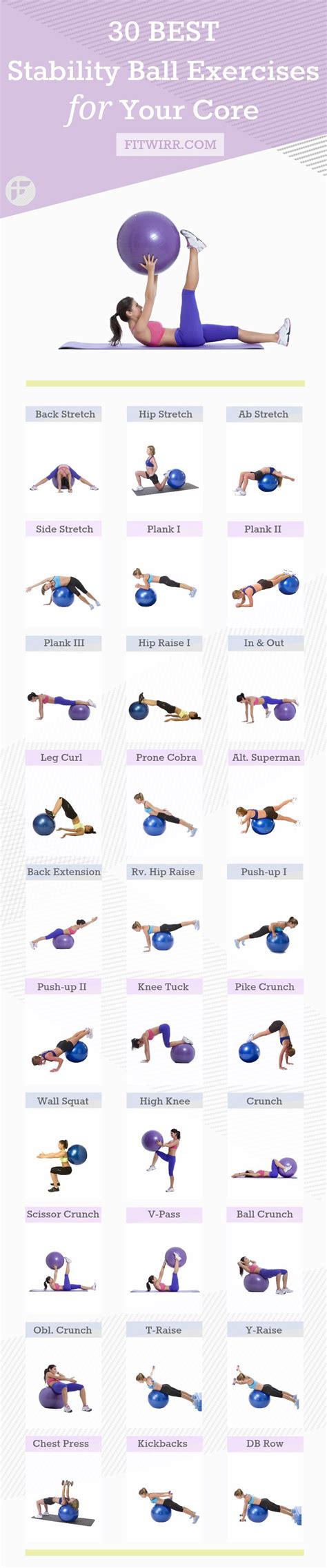 30 Best Stability Ball Exercises To Improve Your Core Strength ...