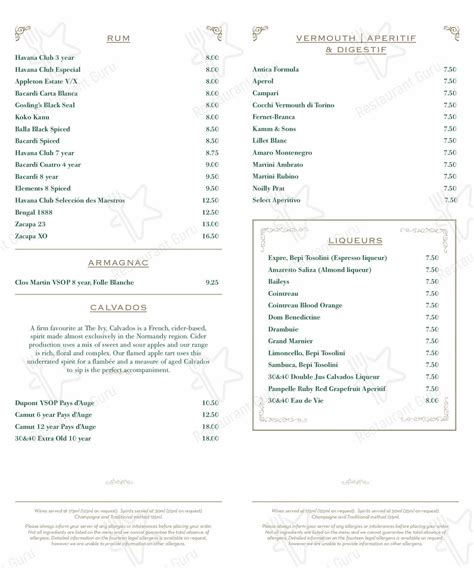 Menu at The Ivy Cambridge Brasserie restaurant, Cambridge