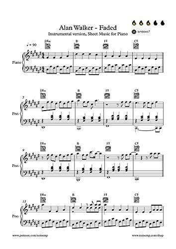 Alan Walker - Faded - Sheet Music for Piano: Instrumental version ...