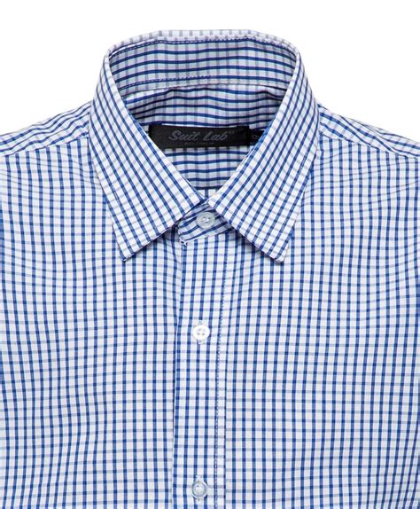 Blue Checkered Dress Shirt for Boys - Sizes 00 to 17 @ Suit Lab ...