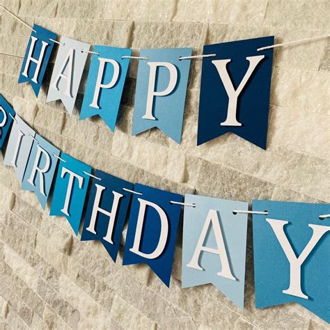 Happy Birthday Banner Blue Birthday Banner Blue Custom - Etsy