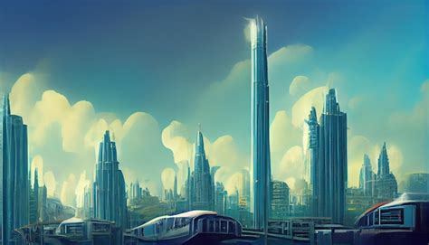 Premium Photo | Futuristic city concept art cityscape with bright neon ...