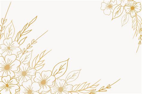 Elegant golden floral background with hand drawn flowers and leaves ...