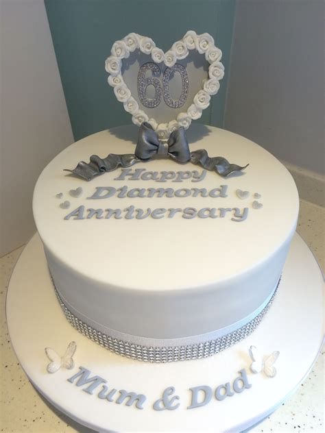 60th Diamond Wedding Anniversary Round Cake | 60th anniversary cakes ...