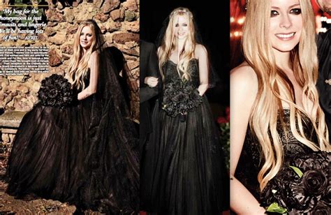 Avril Lavigne’s Black Wedding Gown | Black wedding dresses, Celebrity ...