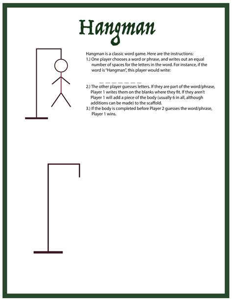 Free Printable Hangman Template