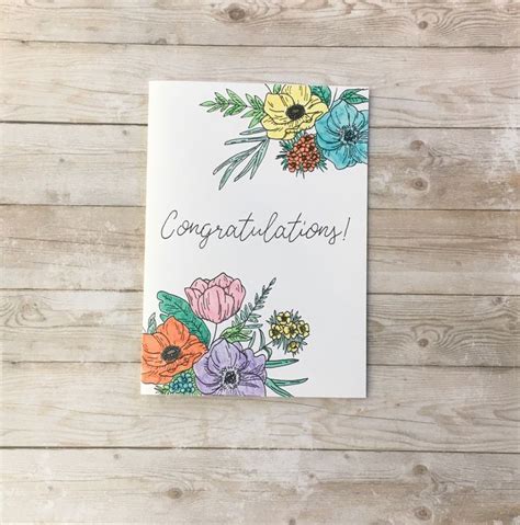 Congratulations Flower Card - Etsy | Flower cards, Congratulations ...