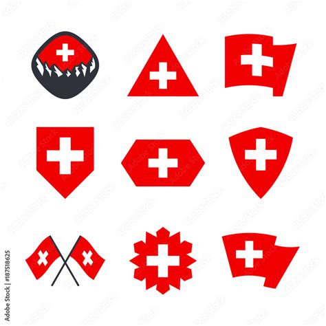 Switzerland flag vector icons and logo design elements with the Swiss ...