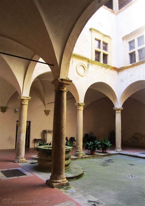 ITALY the courtyard of the Alabaster Museum, Volterra, Tuscany.