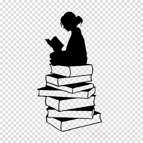 silhouette of girl reading - Clip Art Library