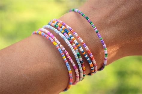 Rainbow Seed Bead Bracelet Minimalist Beaded Bracelet Dainty - Etsy