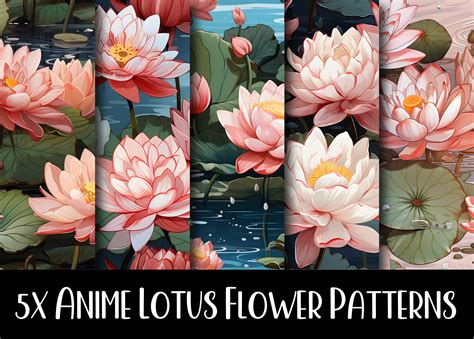 Anime Lotus Flower Patterns Collection Graphic by Asad Jamil · Creative ...