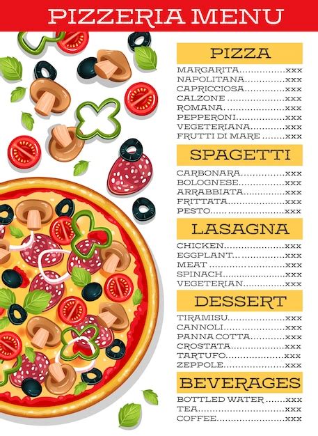 Free Vector | Pizza menu template