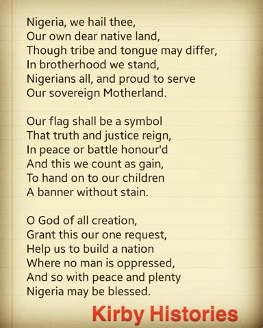 JOLIBA - KIRBY HISTORIES : Trivia: The First Nigerian National Anthem.